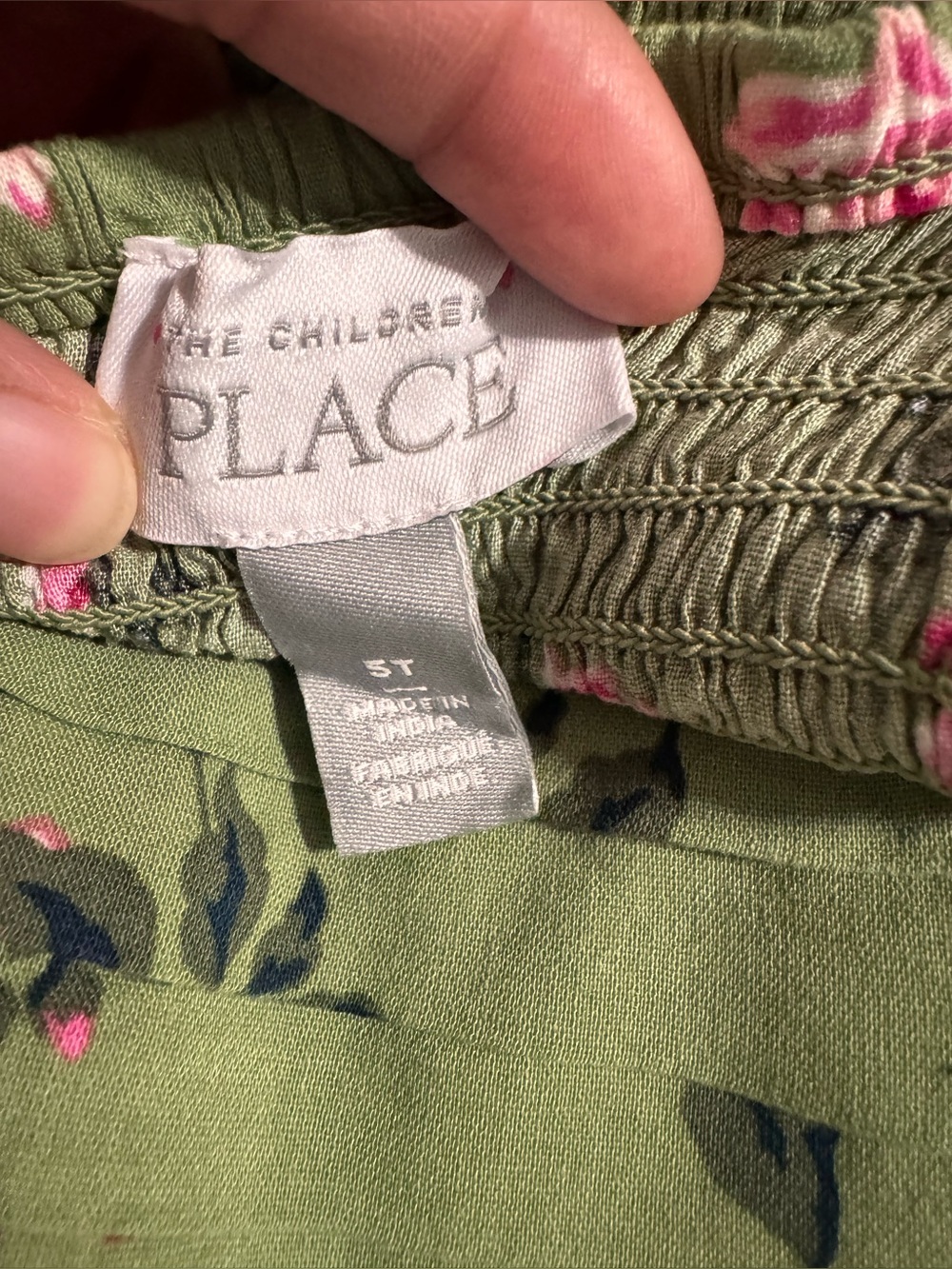 The Children's Place Olive Green Floral Dress with Pink Roses - Picture 3 of 3
